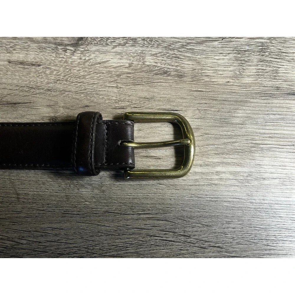 L L Bean Textured Brown Leather Belt Size 48 Made In USA